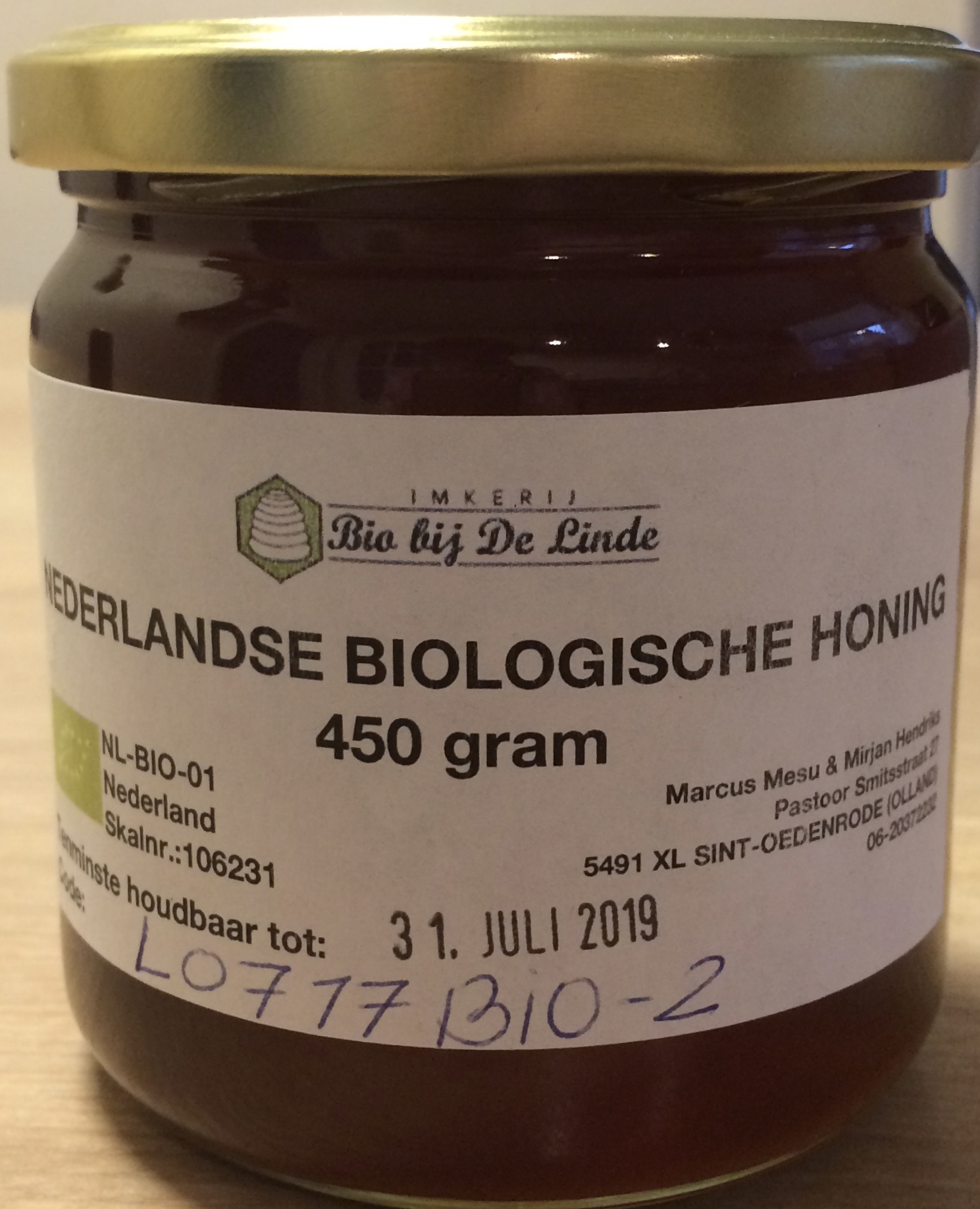 Nederlandse honing/Streekhoning 450 gram van Bio... - Imkerij De Linde|imkersartikelen, honing, waskaarsen