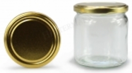 Induceren garage aanval Glazen pot 450 gram 12 stuks + goudkleurig twist-off deksel 82 - Imkerij De  Linde|imkersartikelen, honing, koninginnengelei, waskaarsen